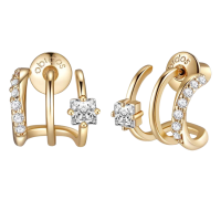 Gold Plated Triple Huggie Illusion Studs